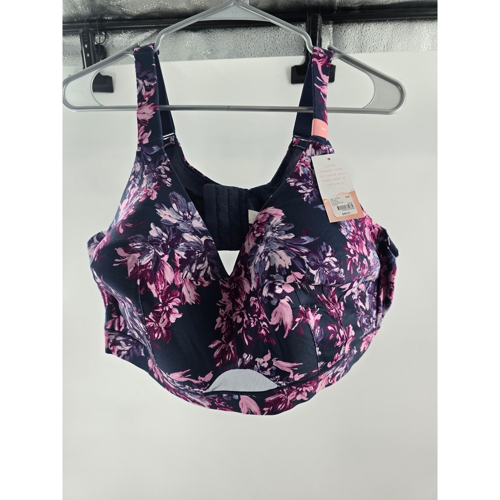 Cacique Lane Bryant Floral Full Coverage Bra Navy Purple Pink‎ 52D NEW F5582